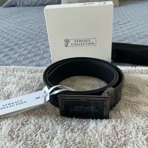 Versace men’s belt in black leather